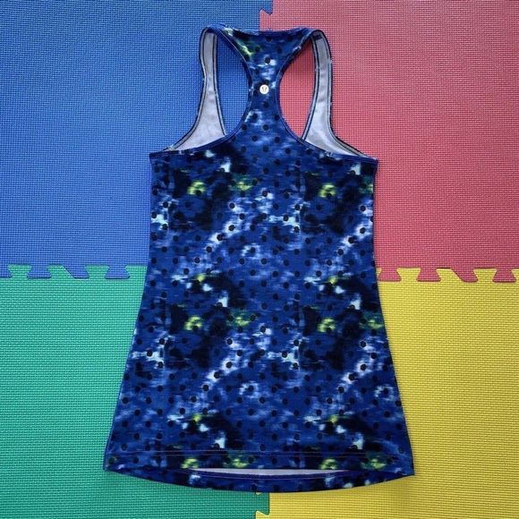 Lululemon Cool Racerback Windy Blooms Saphire Blue Multi Fitness Tank Size 4? - Picture 6 of 8